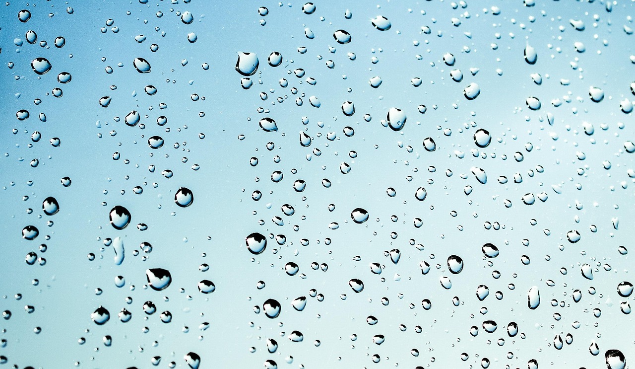 Aqua Raindrop Pattern on Glass