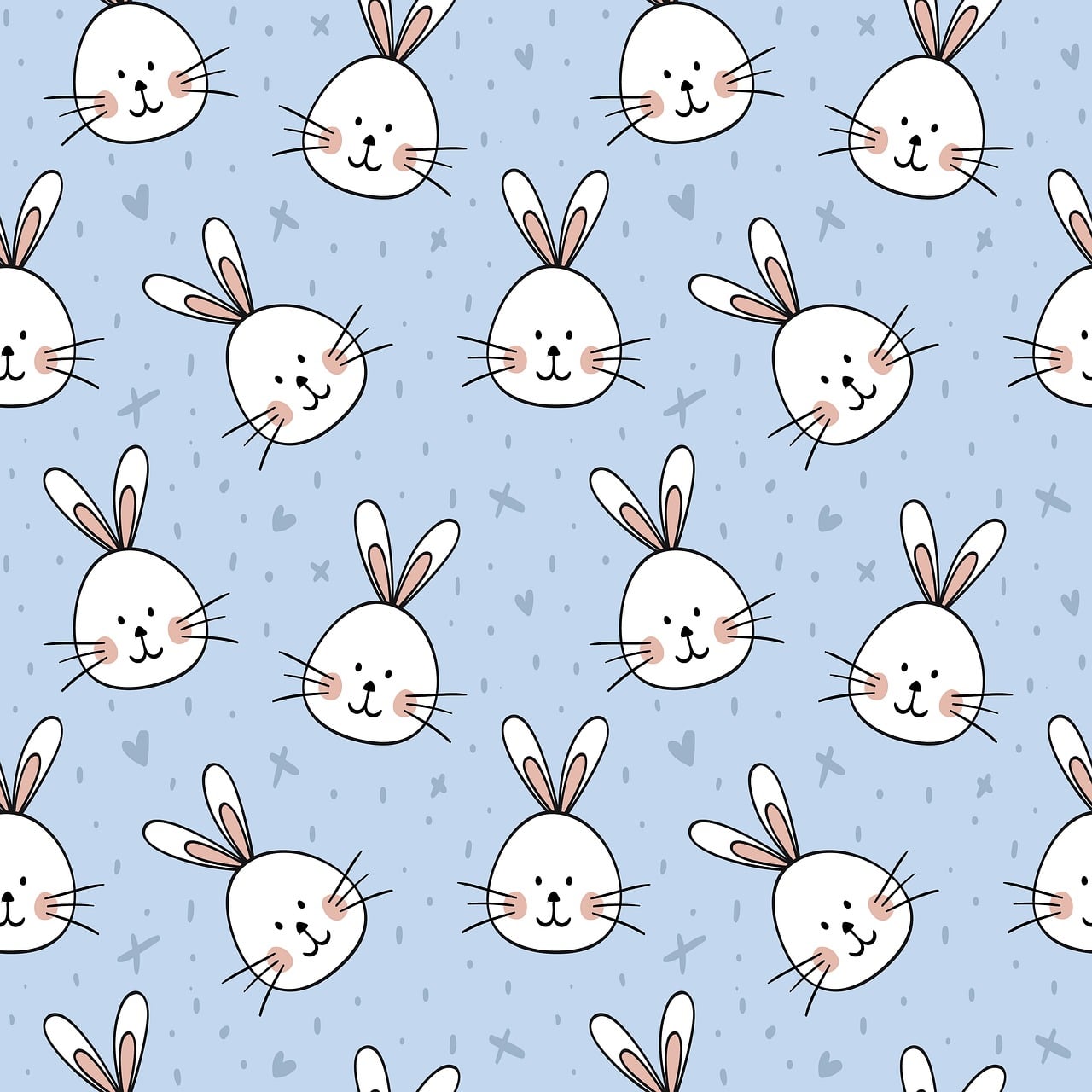 Blue Bunny Seamless Pattern