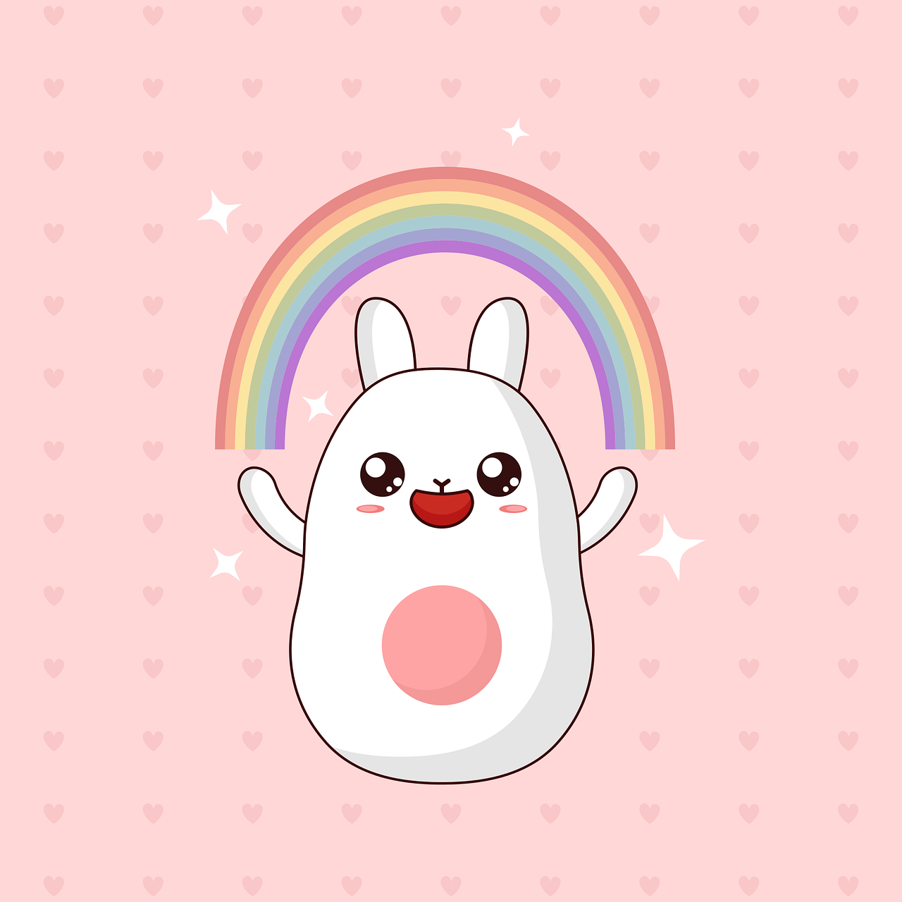 Cute Bunny Rainbow Illustration