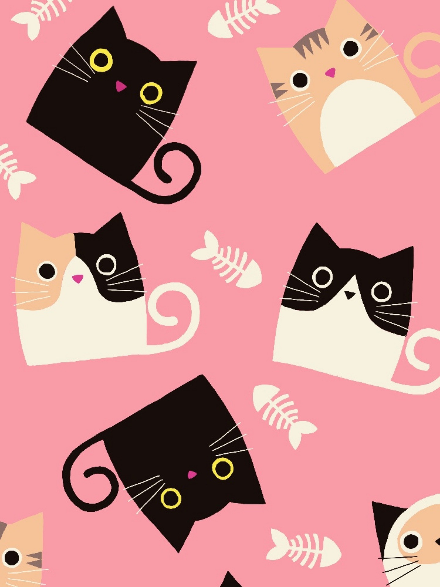 Cute Cat Pattern on Pink