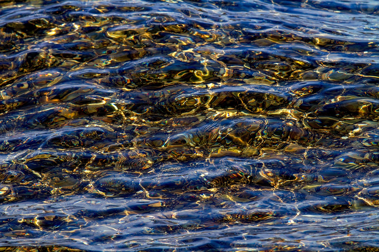 Golden Ripples Over River Stones