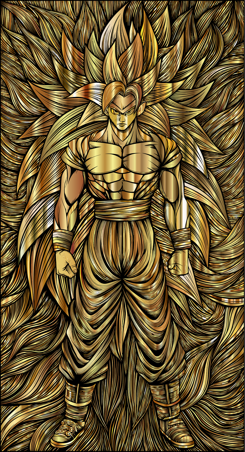 Golden Warrior Anime Character Art