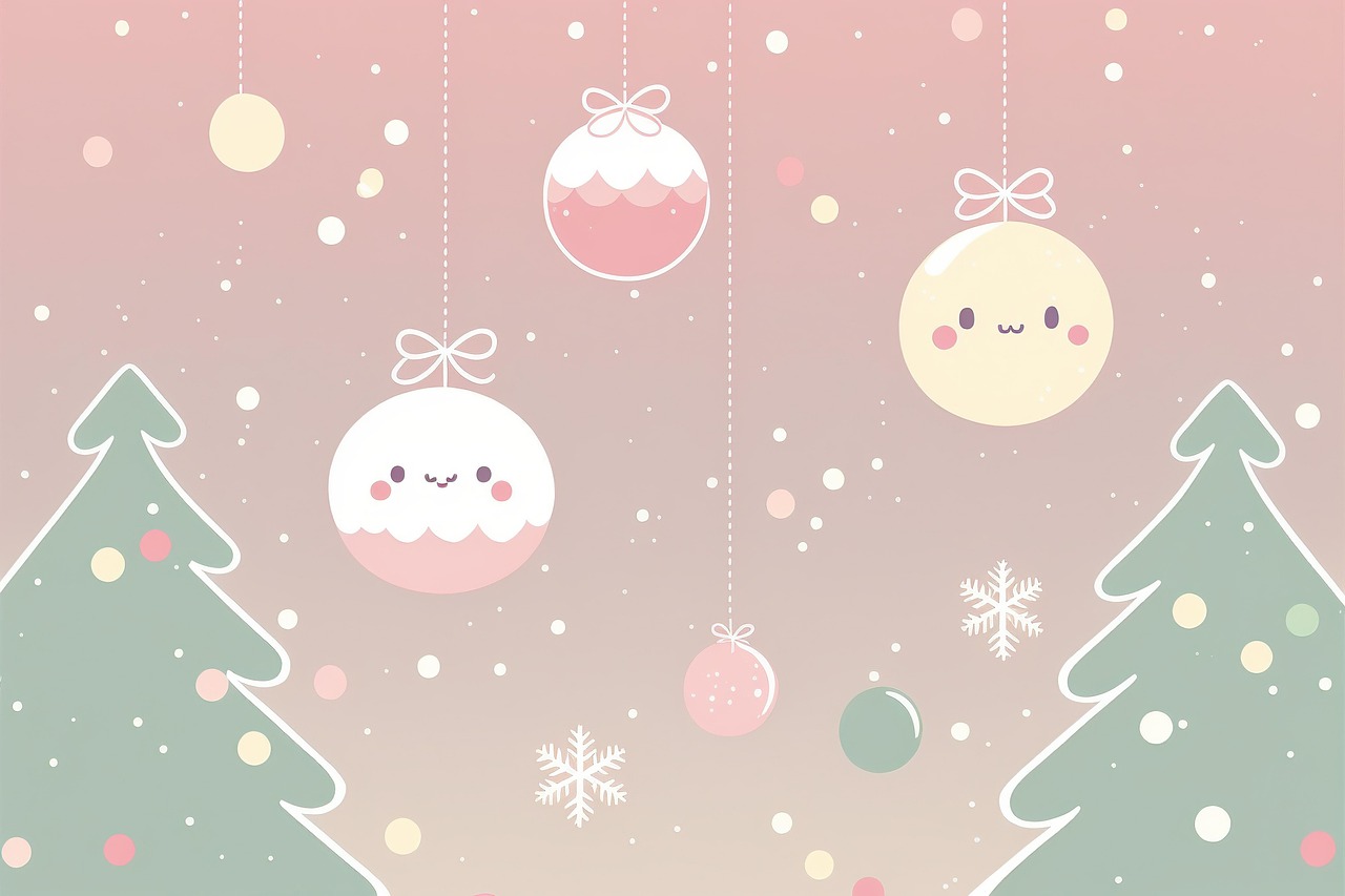 Kawaii Christmas Ornaments Pastel Art