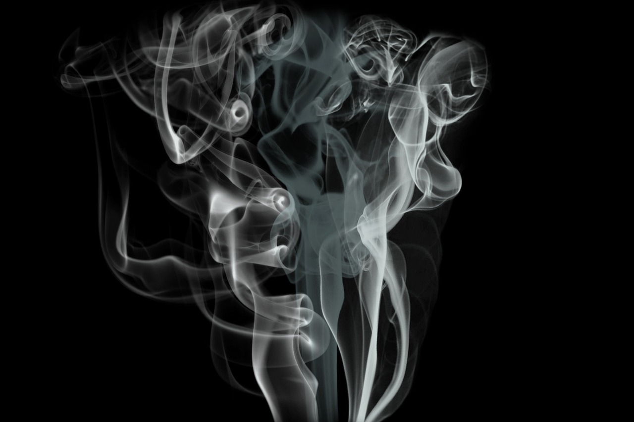 Monochrome Smoke Waves on Black