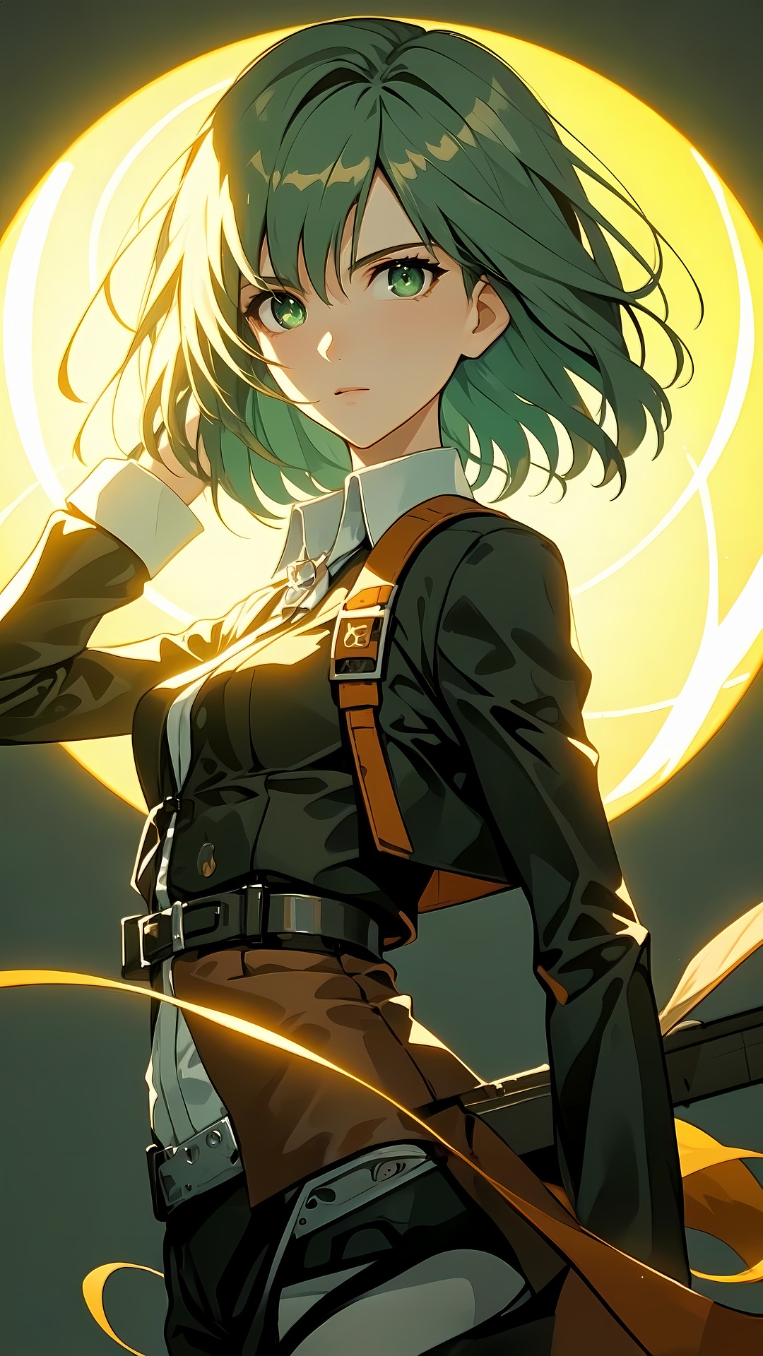 Moonlit Anime Girl with Green Hair