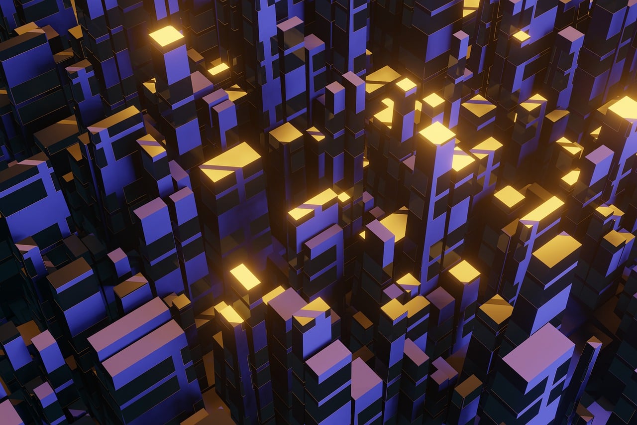 Neon Cube Cityscape