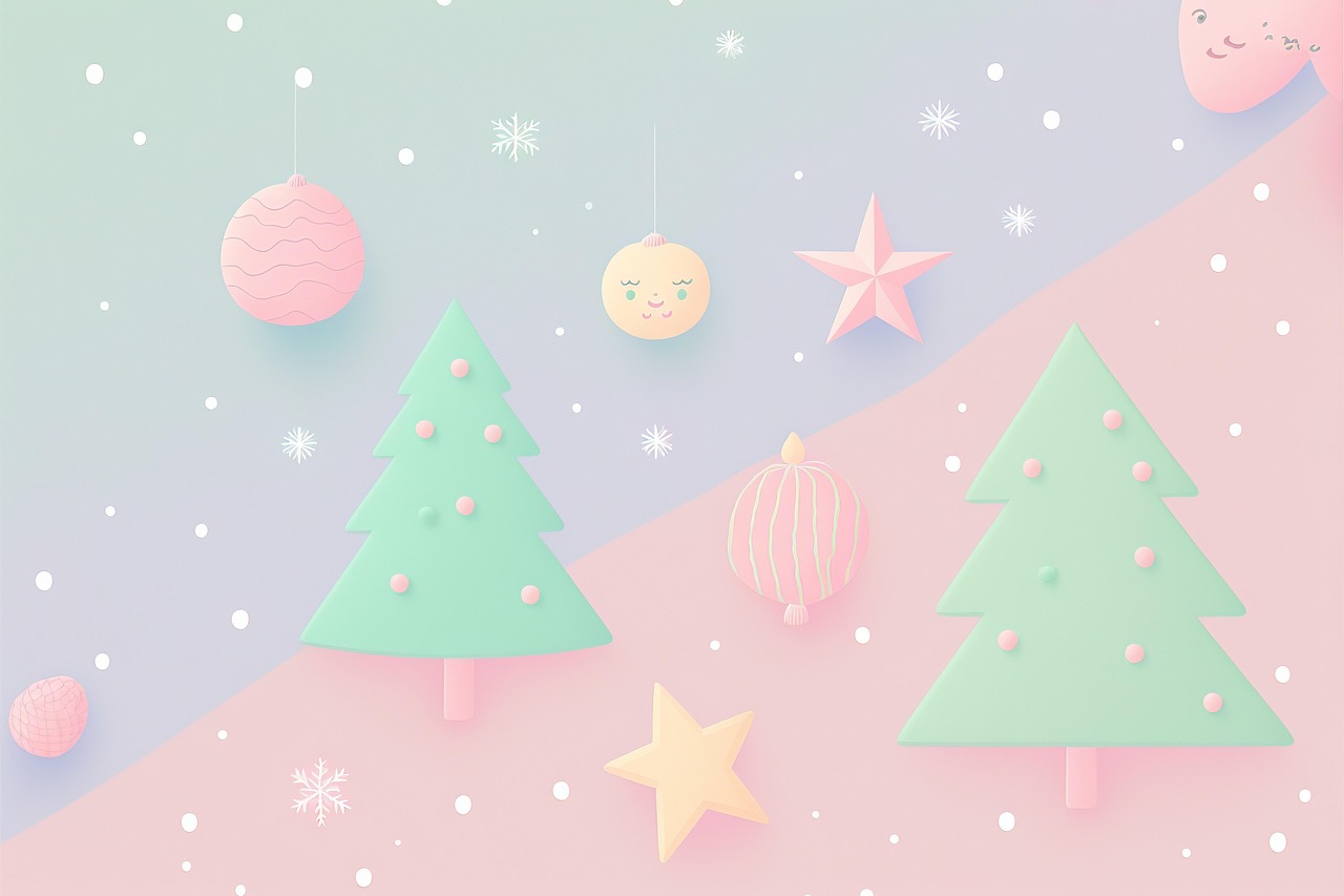 Pastel Christmas Forest Illustration