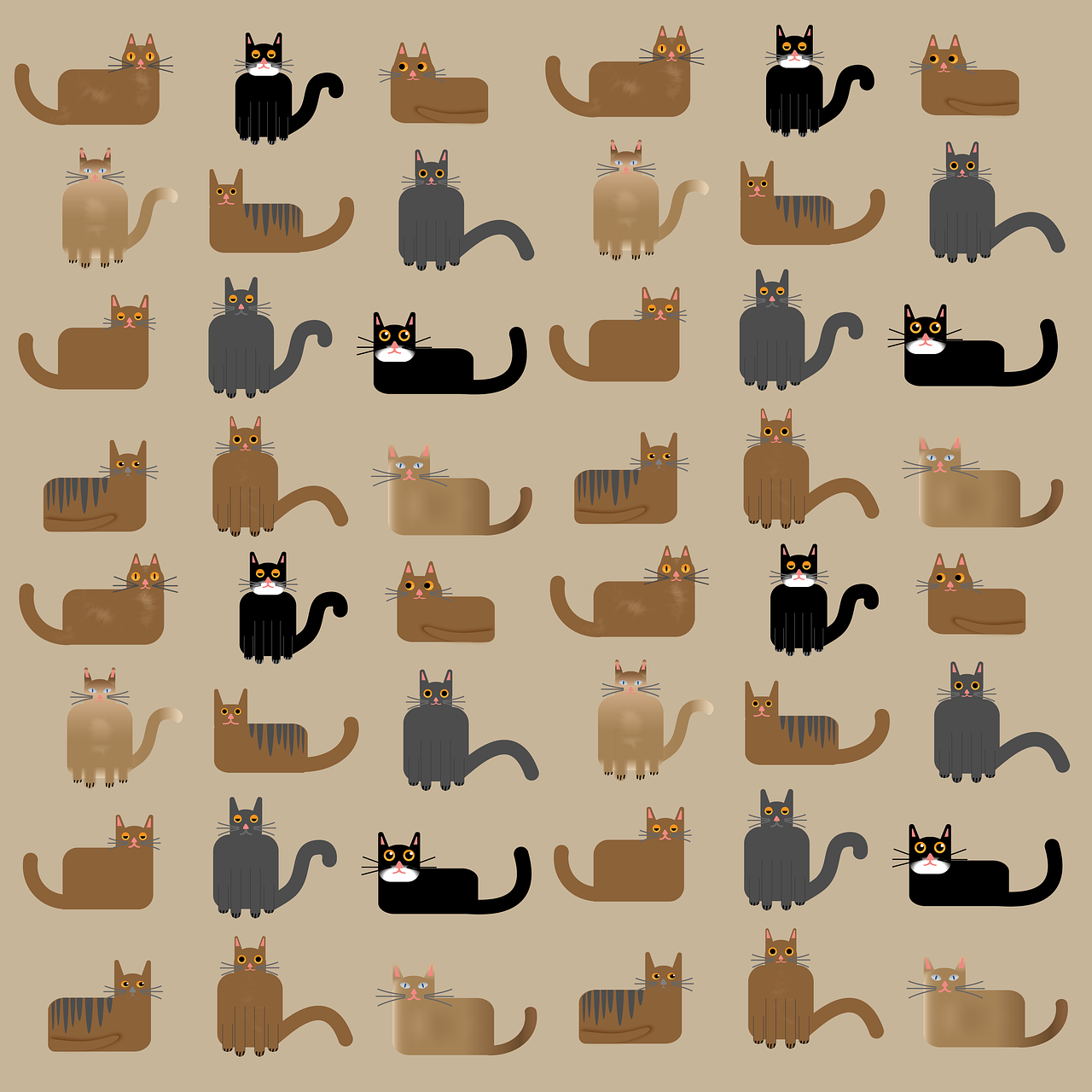 Seamless Cat Pattern in Neutral Tones