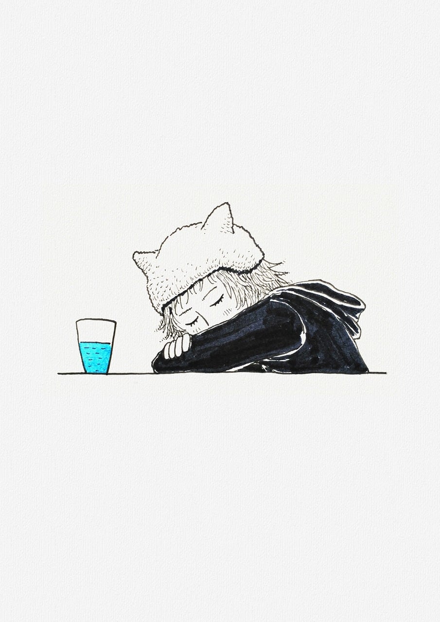 Sleeping Cat Hat Sketch on White Canvas