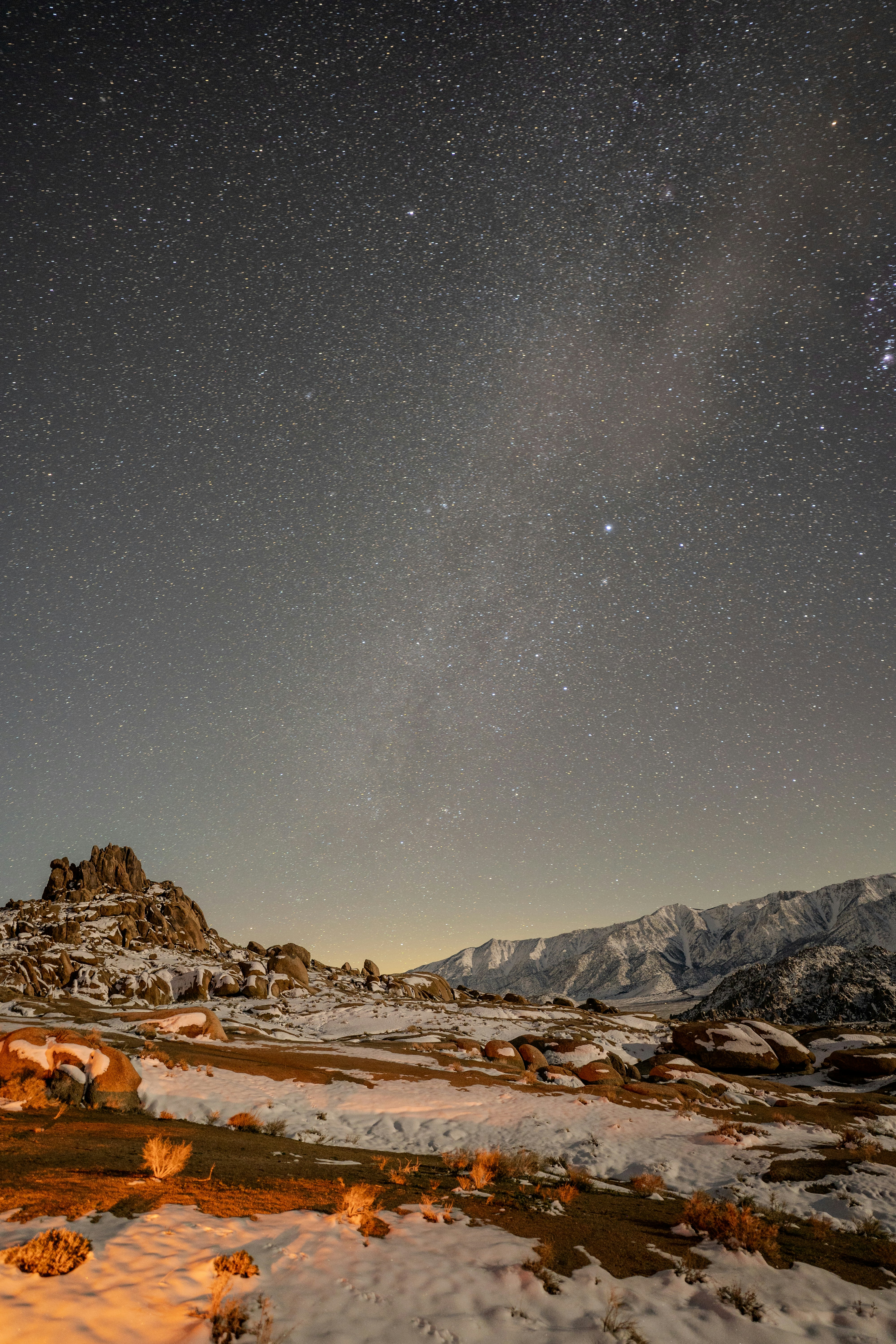 Starry Sky Over Snowy Mountains