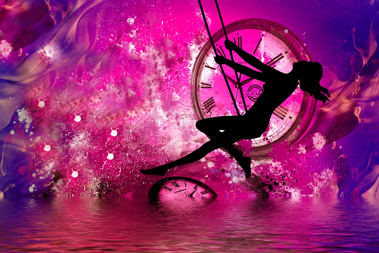 Surreal Swing and Clock Silhouette