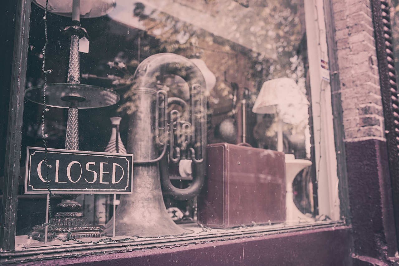 Vintage Shop Window with Closed Sign