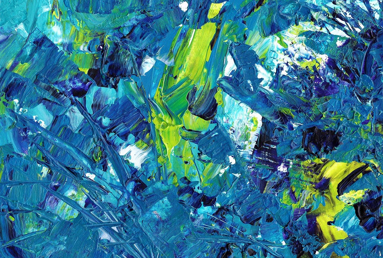 Vivid Blue Green Abstract Paint